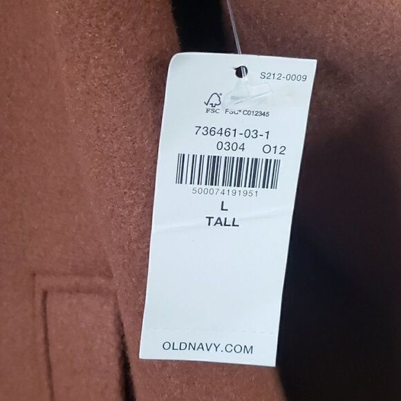 Old Navy Coat Size L Tall Camel Brown Sherpa Collar Faux Wool NEW - Picture 5 of 10